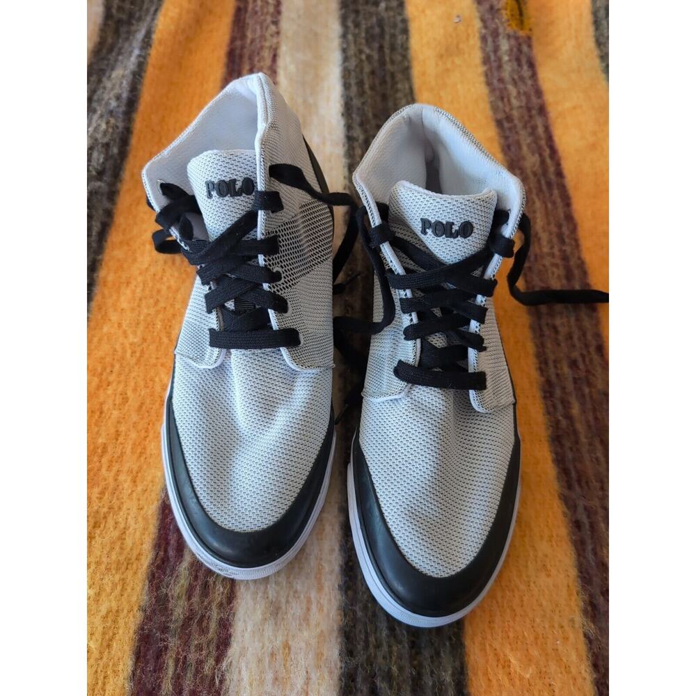 Polo Ralph Lauren Isaak Men’s High Top White/ Black Sneakers Size 10.5
